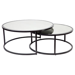 2 Piece Stella Mirror-Top Nesting Coffee Table Set