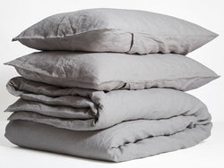 100% Pure French Linen Quilt Cover & Pillow Cases in Soft Grey