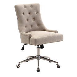 Beige Windsor Scoop Back Linen Office Chair
