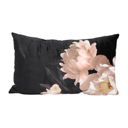 Black Floral Full Bloom Velvet Cushion