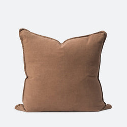Washed Linen Cushion in Tobacco
