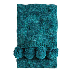Chantal Knitted Chenille Throw in Teal