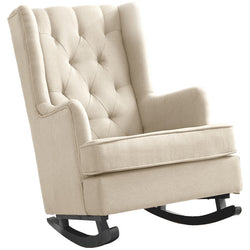 Kaleb Upholstered Rocking Armchair in Cream