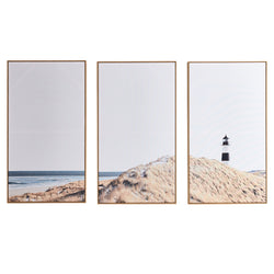 Lighthouse Lookout Framed Canvas Wall Art Triptych
