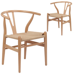Natural Hans Wegner Replica Wishbone Chair (Set of 2)
