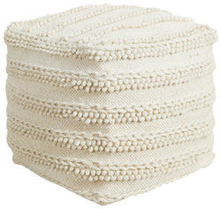 Natural White Lopped Wool Ottoman