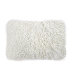 Natural White Tibetan Fur Rectangular Cushion