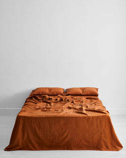 Rust 100% Flax Linen Sheet Set