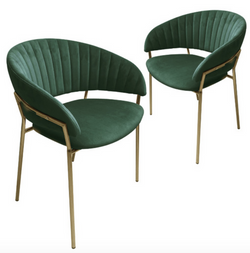 Amaltheia Velvet Dining Chairs in Green Brass (Set of 2)