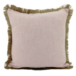 Fringed Basic Square Cushion in Pink