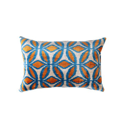 Zulta Cushion - Blue & Orange Mosaic Leaf