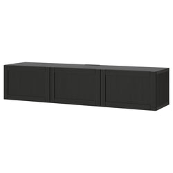 Besta TV Bench with Doors in Black/Brown (180cm)