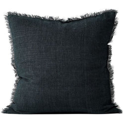 Vintage Wash Fringed Linen Cushion - Slate