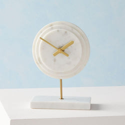 Deco Clock in White Marble