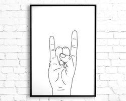 Rock On Hand Gesture Printable Wall Art