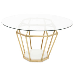 Round Dining Table in Brushed Gold Base