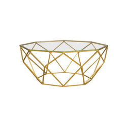 Russell Glass Top Metal Coffee Table in Gold