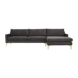 Sienna L Shape Velvet Sofa Right Chaise (Antharacite)